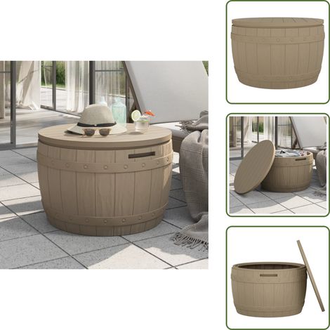 Mesa de jardín - vidaXL Caja de almacenaje de jardín 3 en 1 polipropileno marrón claro - Caja de herramientas