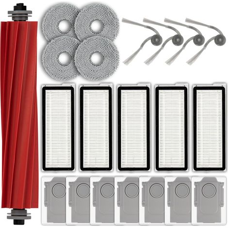 (21 pezzi) QV 35A QV 35S Parti di ricambio per Roborock QV 35A/ QV 35S QR 798, 1 spazzola rotante, 4 spazzole laterali, 7 sacchetti raccoglipolvere, 5 filtri HEPA, 4 panni per la pulizia, kit di acces (1/5)