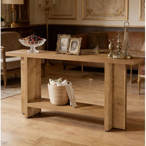 Mesa centro consola MDF marrón 150 x 30 x 80 cm OKMYHOME (1/5)