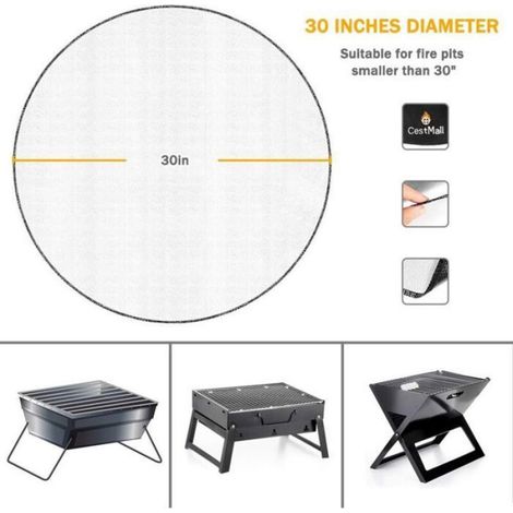 Tapis Ignifuge - 76 cm - Protection Sol Cheminée Barbecue Foyer Extérieur - 1 Pièce