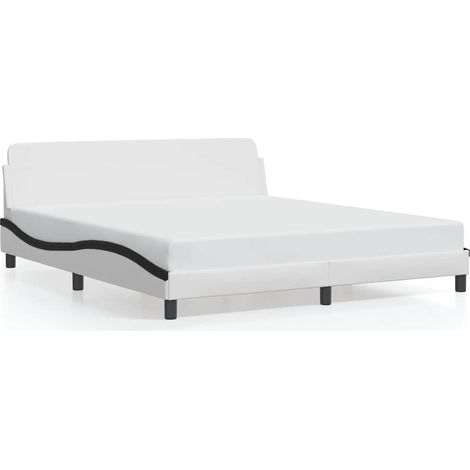Lit Double - Lit Contemporain - Cadre de lit blanc et noir 180x200 cm similicuir fr27893 (1/5)
