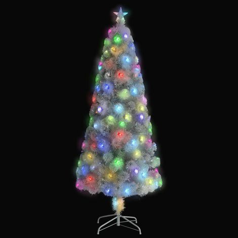Arbre de Noël  Sapin de Noël artificiel pré-éclairé blanc 240 cm fibre optique (1/5)