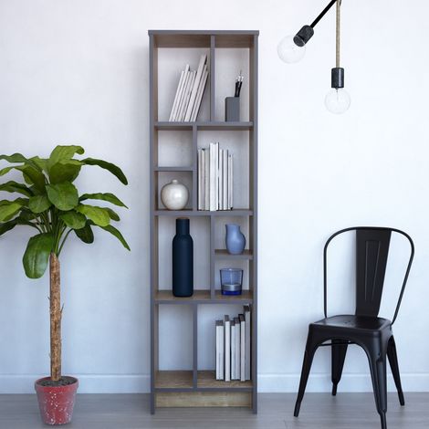 Manhattan Bibliothèque Rangement avec Étagères Ouvertes - 175 cm H x 50 cm L x 35 cm P