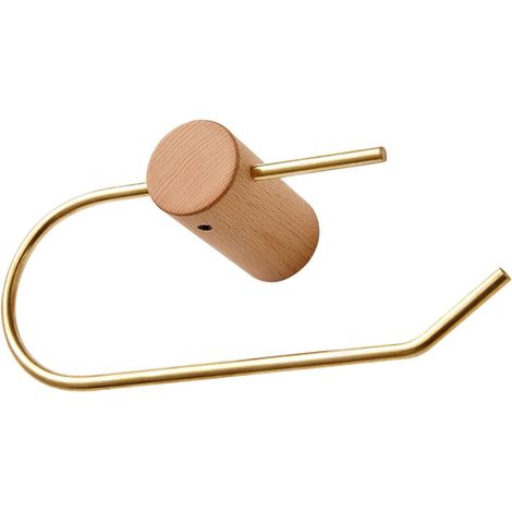 Support rouleau WC, cuivre/bois, avec étagère, pour toilettes (1/5)