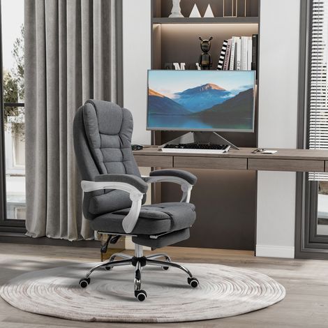 Silla de oficina 65x70x110-118 cm gris de hierro con reposapiés plegable y respaldo reclinable (1/5)