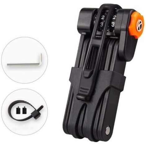 Antivol Pliable Vélo Trottinette Electrique Patinette, Cadenas Vélo Antivol Résistant aux Cisailles, Cadenas Code 4 Chiffres , 8 Maillons en Acier Extrêmement Trempé (1/4)