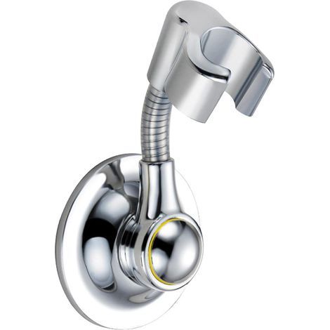 Shower head holder, suction cup shower holder, height-adjustable shower holder, 360° rotating wall-mounted suction cup holder for bathroom (silver) (1/5)