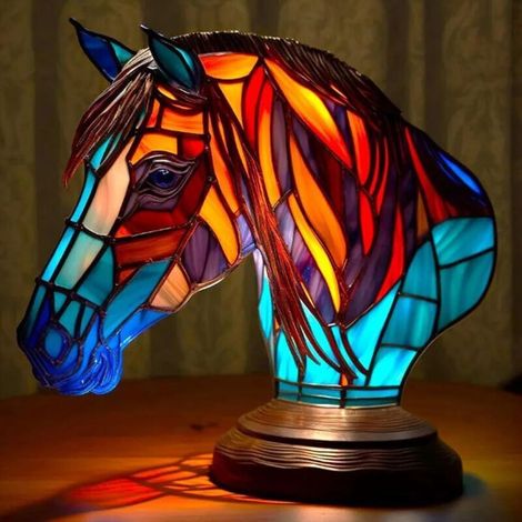 Lampe De Table En Forme D'animal Vintage, Lampes De Chevet En Résine Colorée Pour La Décoration, Lampes De Table En Forme D'animal, Lampe En Verre Coloré,Lampe De Chevet,horse