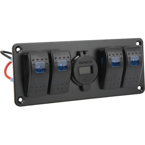 Panneau de commande combiné 4 en 1 avec double chargeur USB et affichage LED de la tension, compatible avec UTV, quad, camion, remorque, bus, yacht et bateau. (1/5)