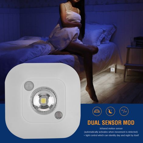 Lampe de nuit LED mini sans fil à détecteur de mouvement infrarouge capteur pir alimentée par piles pour penderie meuble blanche (1/5)