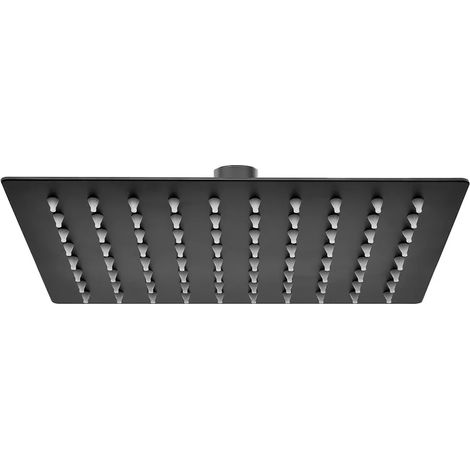 Soffione doccia rettangolare 30x20 cm nero opaco in acciaio inox (1/5)