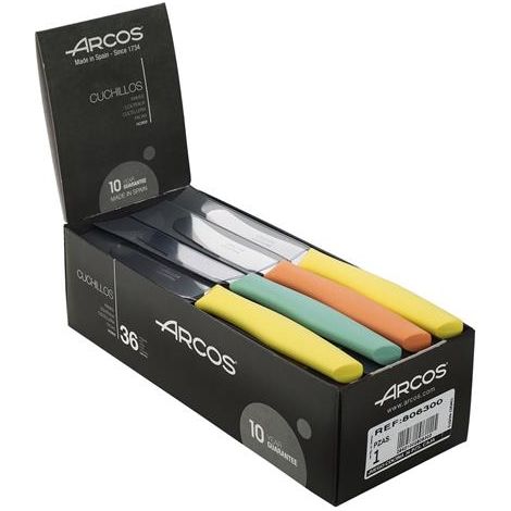 Arcos Serie Nova, Juego 36 pzas. Cuchillos Mantequilla, Hoja de Acero Inoxidable de 70 mm, Mango de Polipropileno en 3 colores (1/4)