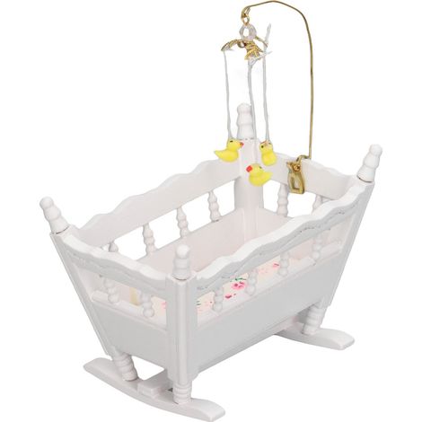 Berceau miniature à l'échelle 1:12 pour maison de poupée, décoration pour maison de poupée, lit miniature en bois très détaillé pour bébés et jeunes enfants. (1/5)