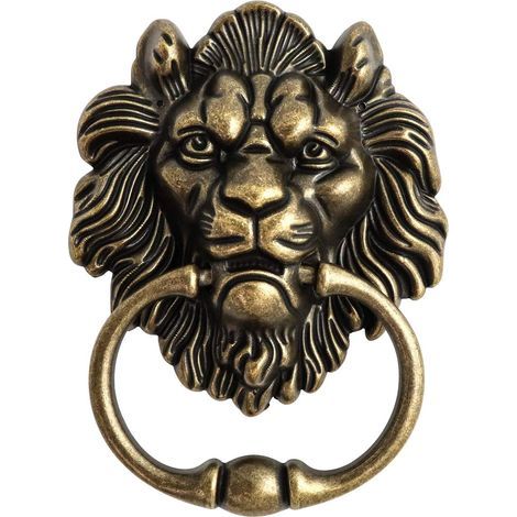 Heurtoir de porte en forme de Tête de Lions avec 2 vis, Bronze (1/5)