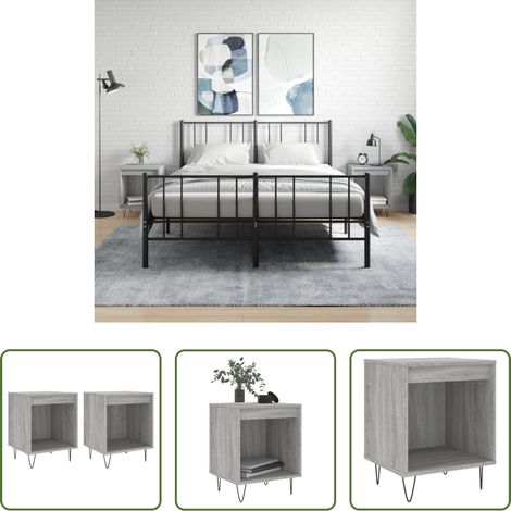 Holz Nachttisch - Nachttische 2 Stk. Grau Sonoma 40x35x50 cm Holzwerkstoff (1/5)