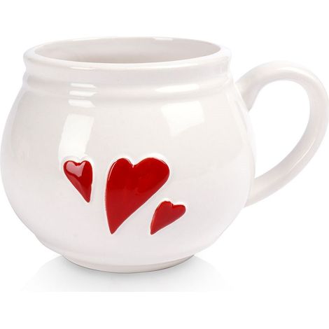 Taza de cerámica con forma de corazón, 430 ml (1/5)