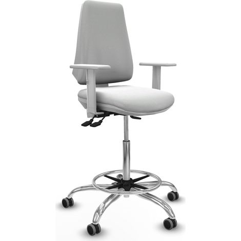 Taburete alto de oficina piqueras y crespo blanco espuma ergonómica (1/2)