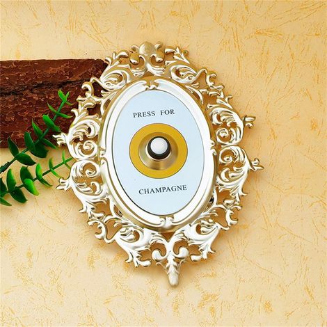 Press For Champagne Button - Mini Ring Bell - Wall Plaque Ornament - Home Decor - Party Gift - Gold - 1 Unit (1/4)