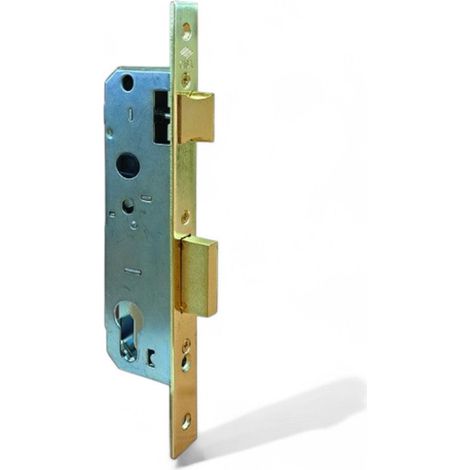 Serratura da infilare cilindro europeo bordi quadrati acciaio zinco catenaccio 1 mandata scrocco reversibile - 30 mm