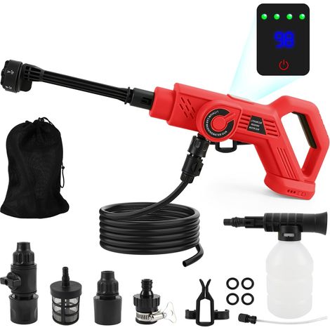 Nettoyeur haute pression sans fil compatible avec 18 V, 380 W, nettoyeur haute pression sans balais avec buse 6 en 1, pistolet de nettoyeur haute pression à 4 vitesses pour nettoyage de (1/5)