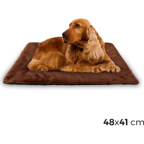 3002 Cama de terciopelo suave para perros tamaño M marrón 48 x 41 cm