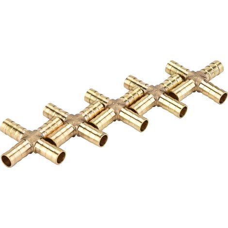 5pcs Brass Cross 4 Way Hose Joiner Fittings Barbed Connector Air Water Oil Gas Fuel 6/8/10/12mm