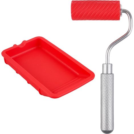Rouleau en Caoutchouc pour Application de Colle, Kit avec Pinceau et Plateau, Pour Réparations de Bois et Meubles