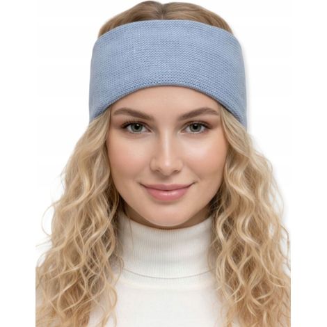 Klassisches, warmes Baumwollstirnband für junge Damen, meliert blau (1/5)