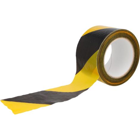 Absperrband – 4 Rollen – Nicht klebend – Polyethylen niedriger Dichte (LDPE) – 70 mm x 4 x 18 m – Gelb-schwarzes Band