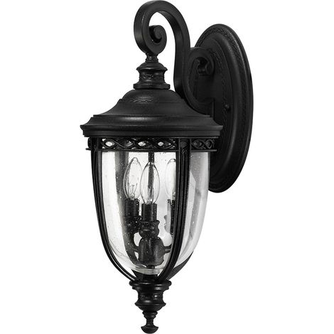 Elstead English Bridle - Lanterne murale extérieure moyenne à 3 ampoules, noir IP44, E14