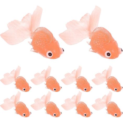 10 Stück Goldfisch-Aquarium-Dekorationen, kreatives Angelspielzeug, schwimmende Goldfisch-Spielzeuge-5.50X2.00X2.00CM-Orange (1/2)