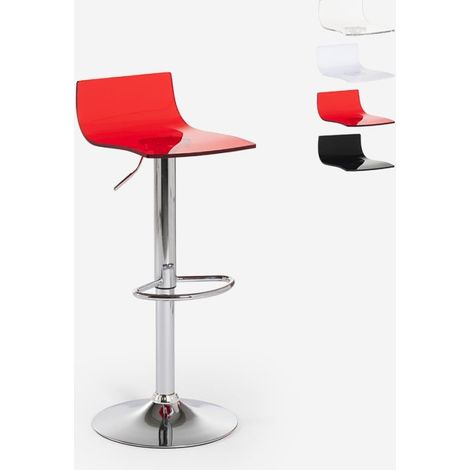 Sgabello trasparente girevole design moderno metallo bar cucina Juneau - Rosso (1/5)