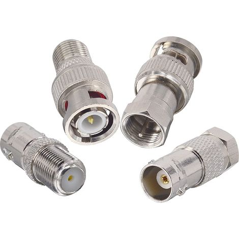 Connecteur BNC vers F Type Connecteur Coaxial HF Connecteurs BNC Mâle Femelle vers Type F Mâle Femelle Adaptateur BNC à Adaptateur Coaxial pour Applications Vidéo CCTV Antenne (1/5)