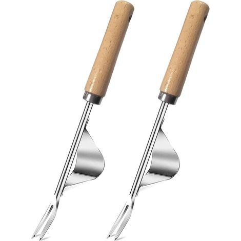 Weed Puller, Weeding Tools for Garden and Lawn Maintenance, Stainless Steel Root Remover with Wooden Handle, Manual Weeder Tool for Patio and Yard Gardening, Dandelion and Thistle Extraction Tool (1/5)