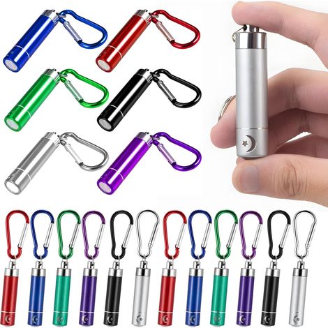 Mini linterna LED de aluminio de 12 piezas con llavero, linterna portátil para niños, regalo de cumpleaños, para actividades al aire libre, viajes, camping (6 colores) (1/5)