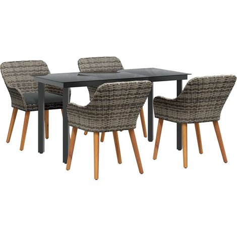 Maison Exclusive - Conjunto de Comedor de Jardín 5 pcs Gris ratán (1/5)