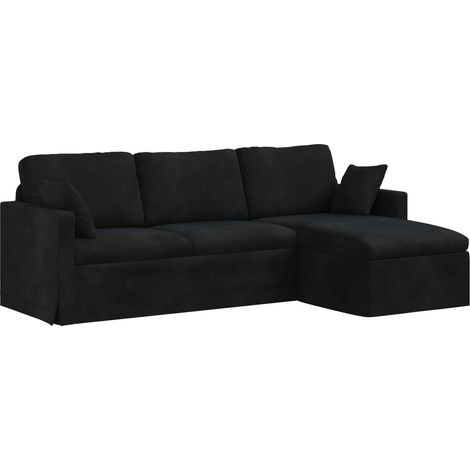 Divano Nero 228 x 134 x 80 cm Velluto vidaXL