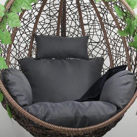 Coussin de rechange XXL pour fauteuil suspendu, assise et dossier, housse déhoussable et lavable, polyester, coloris gris foncé, version imperméable (1/5)