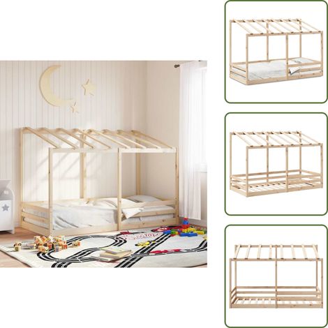 The Living Store Lit pour enfants sans matelas 90x200 cm bois pin massif - Lit Enfant - Lit Bois - Lit Pin Massif - Lit Design Moderne - Lit Cabane