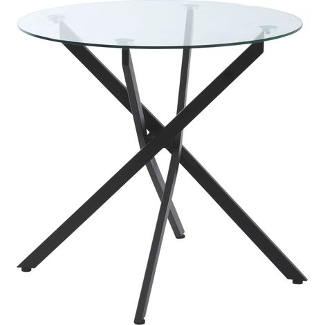 Tavolino rotondo in vetro nero con struttura in metallo 80 x 80 x 75 cm MODENUIT (1/5)