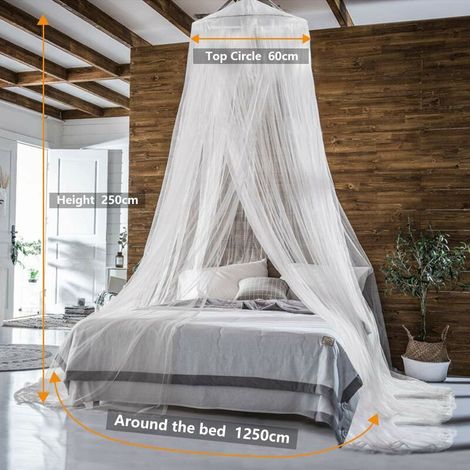 Couvre-lit moustiquaire, très grande moustiquaire de lit d'intérieur, filet de voyage extérieur, le plus petit trou: 300 mesh, installation rapide et facile, convient aux lits bébé, lits simples doubl (1/4)