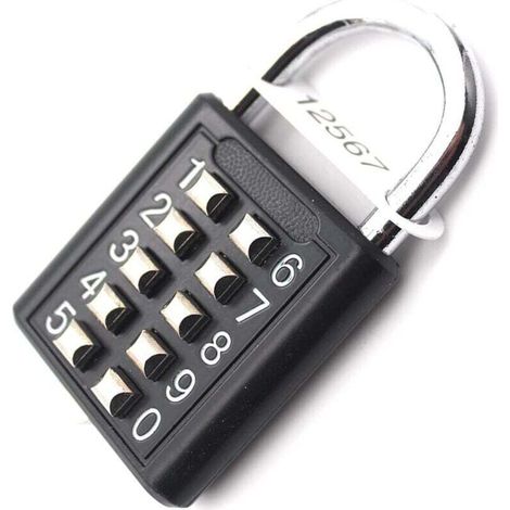 10-stelliges Zahlenschloss, wasserdichtes Metall – schwarzer Diebstahlsicherungsknopf – Crezuo