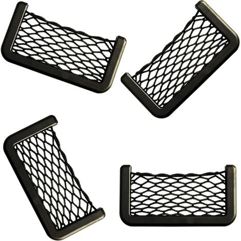 4 Pièces Filet de Rangement, Maille Élastique, Plastique ABS et Nylon, 15 x 8 cm, pour Coffre et Siège de Voiture (1/5)