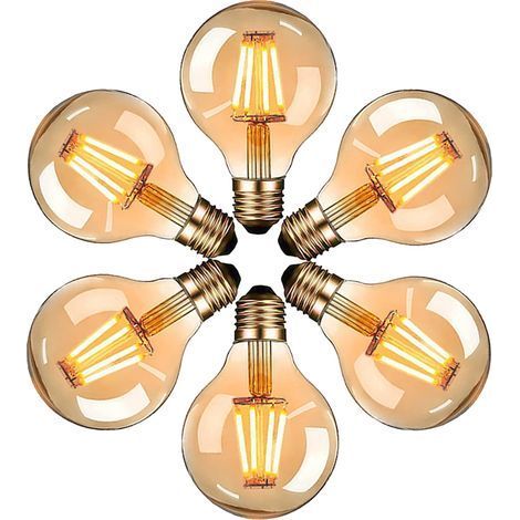 Ampoules LED Edison, Ampoule Vintage G80 E27 4W, Blanc Chaud 2700K, Ampoule Rétro à Filament,Non-Dimmable, Lot de 6 (1/5)