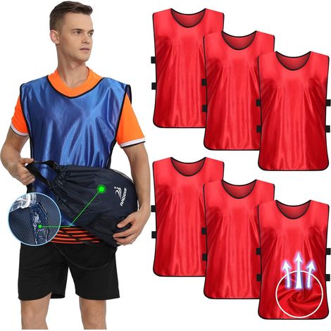 Pinnies - Polyester Training Vest - Open-Side Design - For Soccer Basketball Hockey Volleyball - 6 Pieces - S M L XL (1/5)
