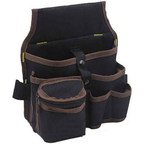 Électricien matériel sac à outils toile taille sac sac ceinture sac de rangement Oxford tissu sac à outils 1pc (bord marron) (1/5)