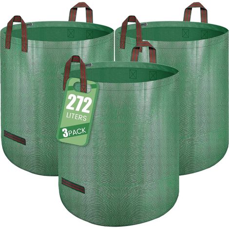 Sac Jardinage Déchets Verts 3 x 272L Autoportant - Big Bag Avec Poignées, Étanche, Pliable et Réutilisable Pour Végétaux Jardin (1/5)
