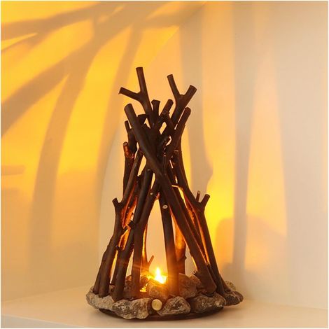 Veilleuse en Bois Effet feu de Camp avec 3 Modes et Son de (1/5)