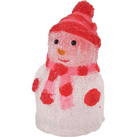 LED-Acryl-Schneemann 24x15cm Winterdeko Weihnachtsdeko Weihnachtsfigur Dekofigur - rot (1/2)