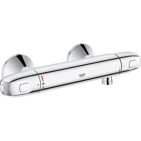 Grohe – Robinet de douche thermostatique EcoJoy 15cm – Finition chrome – Laiton – Poignée volume avec bouton Eco – Connexions entraxe 15cm
